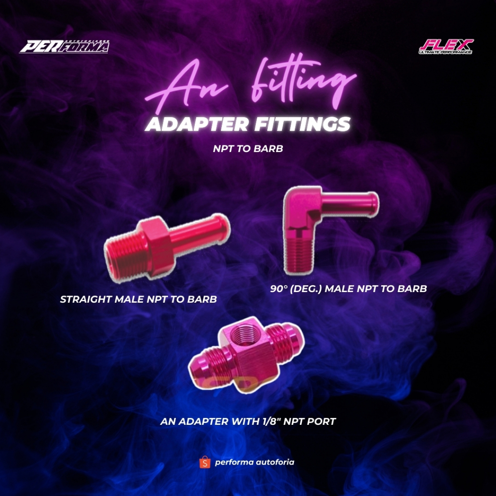 FLEX Performance NPT to Barb Connector - Sambungan Selang Oil Cooler dan Radiator
