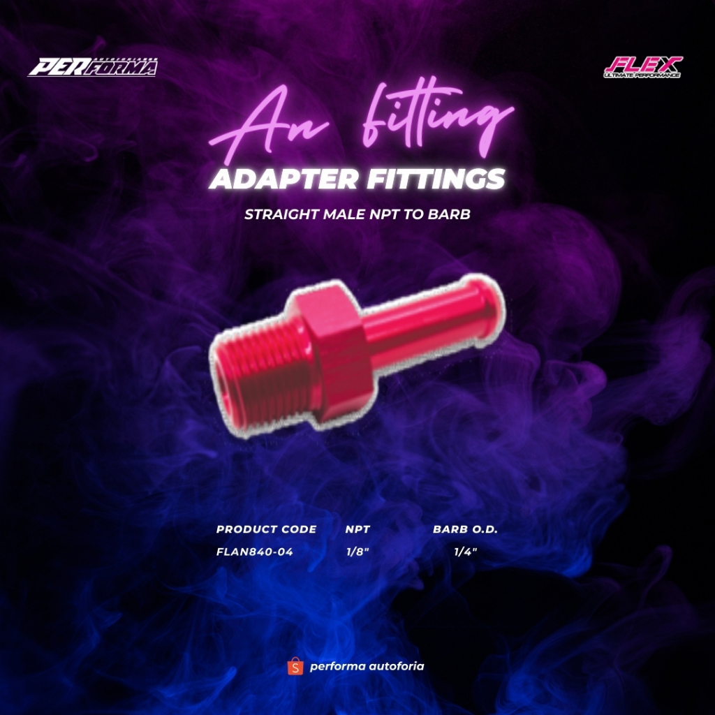 FLEX Performance NPT to Barb Connector - Sambungan Selang Oil Cooler dan Radiator - Gambar 2